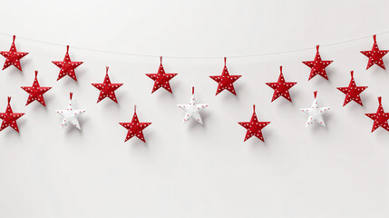 Wall Mural - Red and white stars on white Christmas holiday banner background