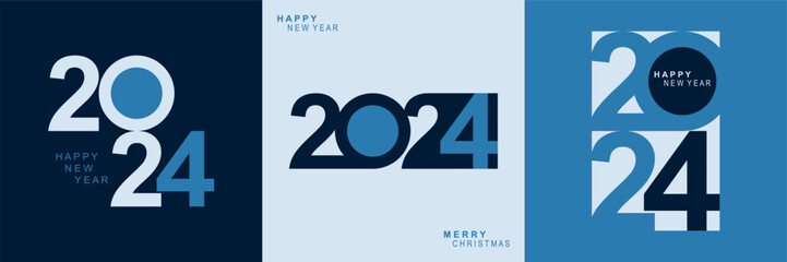 2024 typography design concept.Happy new year 2024 cover design with stylish and nice colors for banners, posters and greetings.