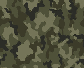Vector camouflage khaki pattern seamless army background, uniform texture, military print. Disguise