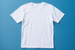 A clean white t-shirt for text on a blue background