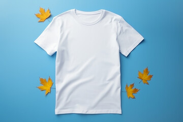 Wall Mural - A clean white t-shirt for text on a blue background