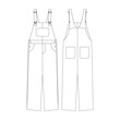template bib overall vector illustration flat design outline clothing collection