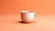Cafe modelo 3d - Taza render 3d fondo liso - Fondo naranja