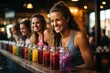 Athletes recover with detox juices after training., generative IA
