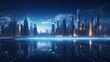 © sevector - modern futuristic night city illustration light scape, digital building, future street modern futuristic night city