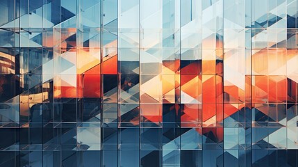 Poster -  an abstract image of a building with many different colors and shapes.  generative ai