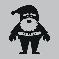 A black and white Santa Claus. Vector on gray background