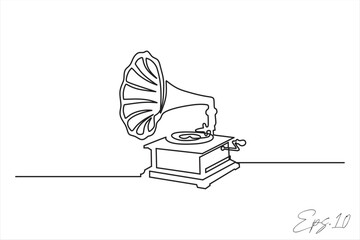 vinyl record continuous line vector illustration