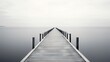  a long pier stretching out into the ocean on a cloudy day.  generative ai