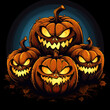 Jack O Lantern Halloween Pumpkins on a black background