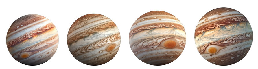 Jupiter planet, largest planet in our solar system, isolated on transparent background generative ai