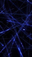 Wall Mural - Vertical video - glowing blue laser beams motion background with shiny exploding particles and flashing fast moving lasers. This technology background animation is full HD and a seamless loop.