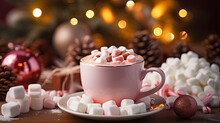 Cup Of Hot Chocolate With Marshmallows, Christmas Mood