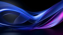 Abstract Fluid Iridescent Holographic Neon Curved Wallpaper. Close Up Image Of A Blue And Purple Abstract. Abstract Background With Lines. Illustrations. Generative AI