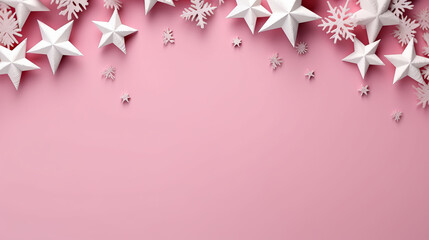 Wall Mural - Christmas celebration Stars and Happy New Year background in pink