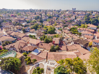 Wall Mural - View of old Antalya from a drone or bird's eye view. This is the area of the old city and the old harbor