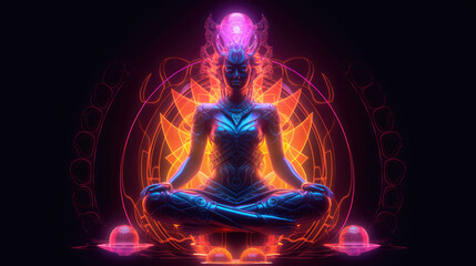 Poster - yin femininity lotus spiritual meditation - by generative ai