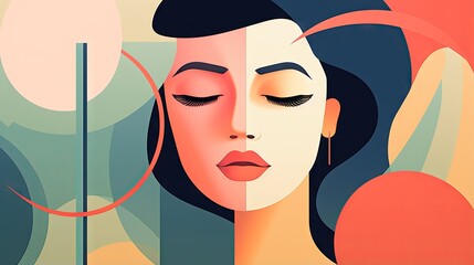 Wall Mural -  a painting of a woman with her eyes closed and her eyes closed.  generative ai