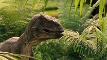 Velociraptor In The Wild. 3d Animation Of A Roaring Velociraptor. 3d Animation Of A Dinosaur In The Jungle. Cinematic Of A Dinosaur. An Angry Dinosaur