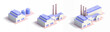 Isometric set Industrial Factory Building - 3d illustration on a transparent background