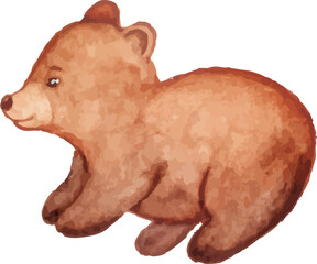 Sticker - brown bear on white background