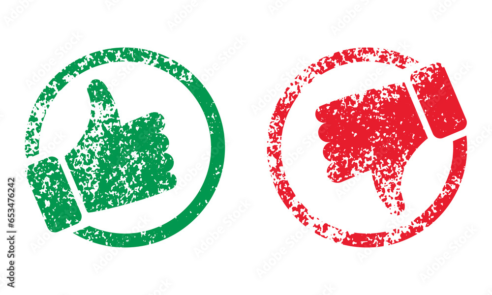 Like and Dislike Button with Grunge Texture. Thumb Up Thumb Down ...