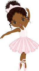 Wall Mural - Vector Beautiful African American Ballerina Dancing