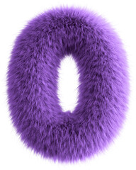 Poster - Purple 3D Fluffy Number Zero