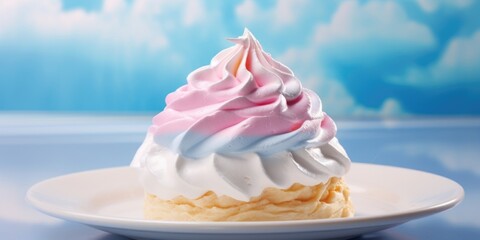 This inventive twist on Baked Alaska will transport you to a carnival atmosphere a fluffy cotton candy sponge cake encasing a smooth, creamy vanilla ice cream, topped with a whimsical meringue