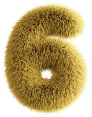 Canvas Print - Yellow 3D Fluffy Number Six