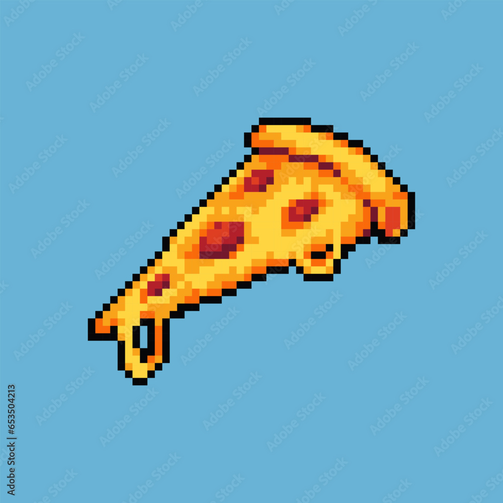 Fully editable pixel art vector illustration slice of pizza for game ...