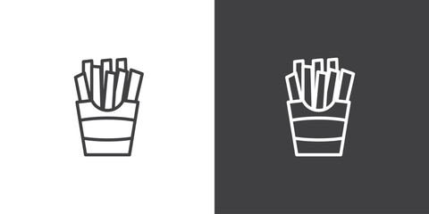 French fries icon. Vector icon concept for design.Fast Food French Fries Line Icon On White Background, Junk food icon, Linear style of fast food icon vector illustration.