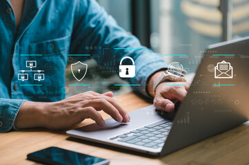 Wall Mural - cybersecurity concept, user privacy security and encryption, secure internet access future technolog