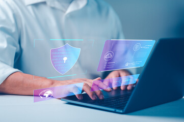 Wall Mural - user authentication system with username and password, cybersecurity concept, information security a