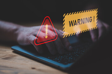 Wall Mural - system warning hacked alert, cyber attack on computer network. cybersecurity vulnerability, data bre