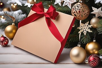 Wall Mural - christmas gift box with ribbon