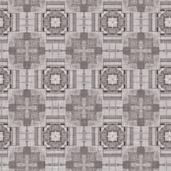 Traditional grey mosaic seamless pattern print. Fabric effect mexican patchwork damask grid Square shape symmetrical background textile . Creative colorful graphic design.