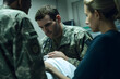  close up of doctors consoling military officer in the hospital 