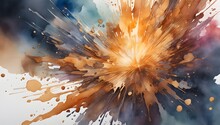 Abstract Blue And Orange Color Explosion Background, Particles, Matte, AI Generated