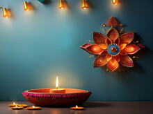 Diwali Diya Decorated On The Wall Diwali Concept