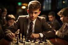  School's Chess Club Members Playing A Friendly Match, Generative AI 
