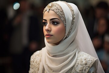 Perfect muslim bride in white dress