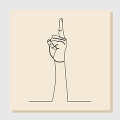 Wall Mural - Continuous single line sketch hand drawn drawing of hand finger pointing up. One line concept of people showing something on presentation or rise hand. Vector illustration