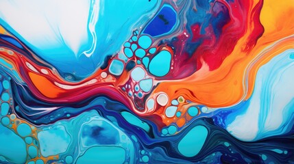 Wall Mural - Abstract Fluid Art with Flowing and Dripping Acrylics