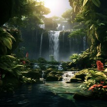 Garden Of Eden Waterfall Nature Cinematic