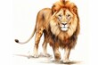 Watercolor painting of lion on white background. Generative AI