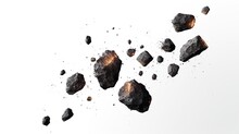 Swarm Of Asteroids Isolated On White Background