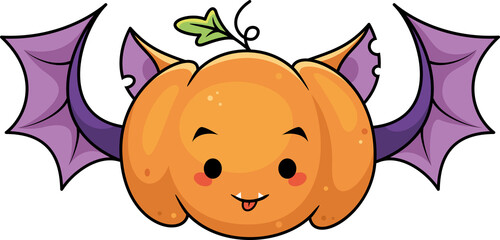 Wall Mural - Pumpkin Bat for Halloween Cartoon Illustration