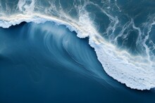An Aerial View Of A Wave Breaking On The Ocean.Drone Photo Backdrop Of Sea Wave In Bird Eye Waves. Generative Ai