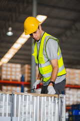 professional business industry technician wearing safety helmet working to maintenance service and checking factory equipment, work of engineer occupation in manufacturing construction technology